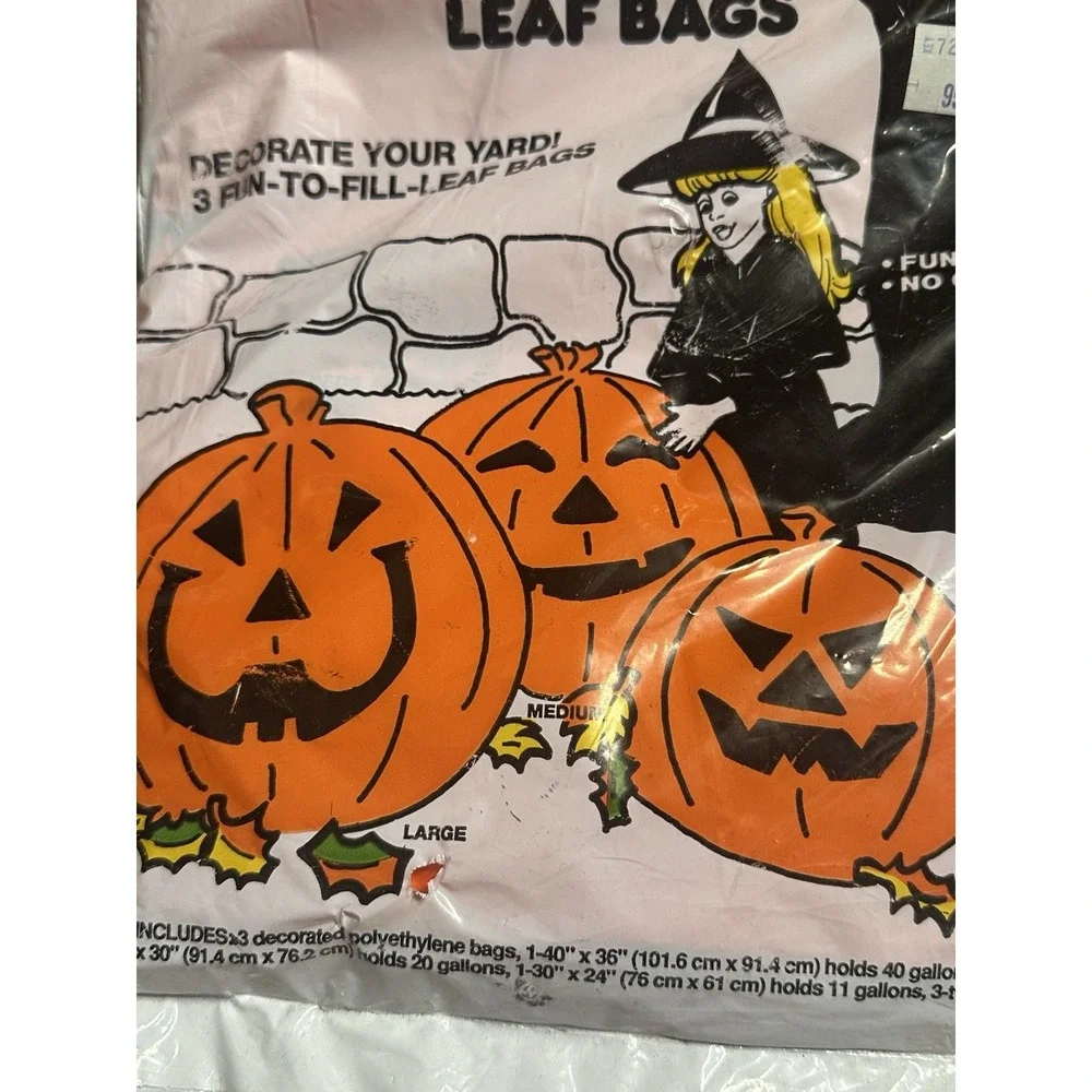 Halloween‎ Stuff A Pumpkin Leaf Bags SunHill 1990 3 Sizes Pumpkin New Sealed